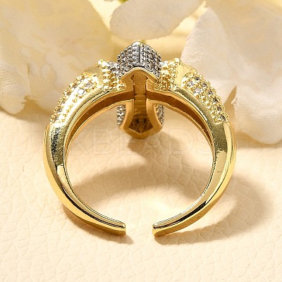 Brass Micro Pave Clear Cubic Zirconia Cuff Rings RJEW-U035-02GP-02-1