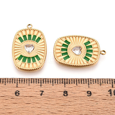 304 Stainless Steel Pave Crystal Rhinestone and Enamel Pendants STAS-T068-29B-1