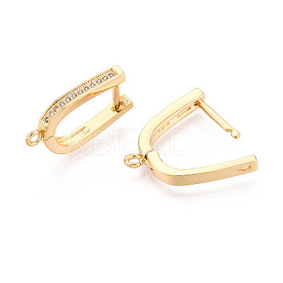 Brass Micro Pave Clear Cubic Zirconia Hoop Earring Findings KK-N263-129G-1