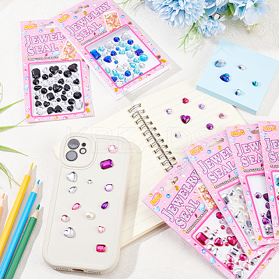 6 Cards 6 Colors Acrylic Rhinestone Stickers STIC-GA0001-02-1