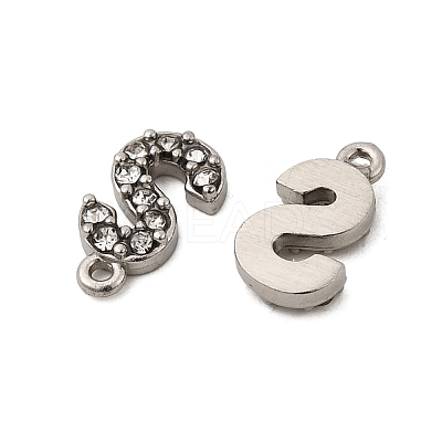 Letter 304 Stainless Steel Rhinestone Charms STAS-H240-24S-P-1