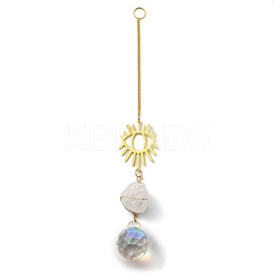 Wire Wrapped Nuggets Natural Quartz Crystal Pendant Decorations HJEW-C008-02A-G-1