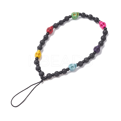 Lava Rock Beaded Mobile Straps HJEW-TA00005-1