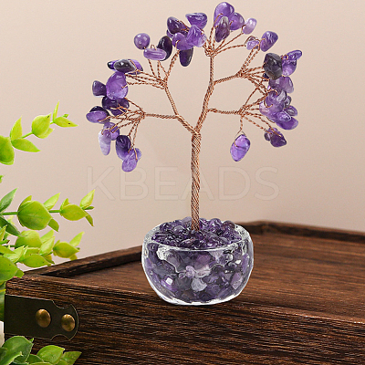 1Pc Natural Amethyst Chips Tree of Life Decorations DJEW-DJ0001-08B-1