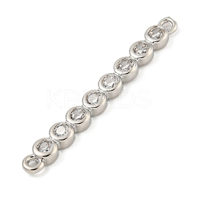 Brass Pave Cubic Zirconia Three Flat Round Links Connector Charms KK-P277-52D-A-1