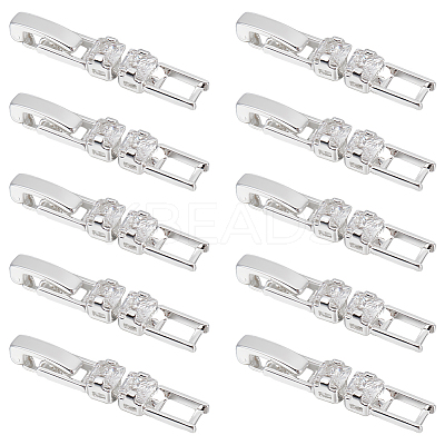 10Pcs Brass Pave Clear Cubic Zirconia Watch Band Clasps KK-BC0013-67S-1