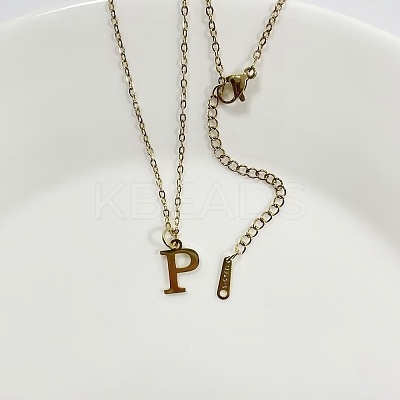 304 Stainless Steel Letter Pendant Necklaces NJEW-WH0027-26P-G-1