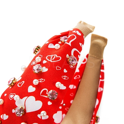 Valentine's Day Pearl Rhinestone Hair Bands PW-WG30591-01-1