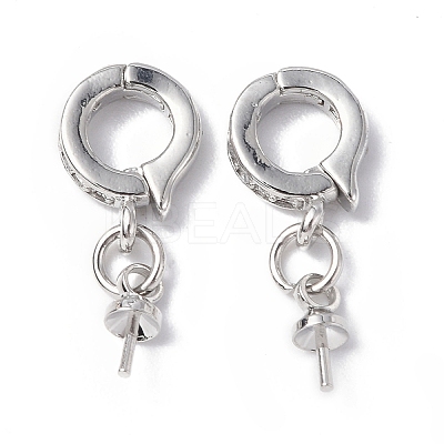 Brass Micro Pave Clear Cubic Zirconia Twister Clasps KK-P223-19P-1