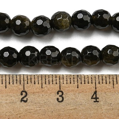 Natural Golden Sheen Obsidian Beads Strands G-E571-A01-01-1
