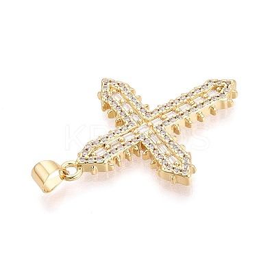 Brass Micro Pave Clear Cubic Zirconia Pendants KK-N268-93G-1