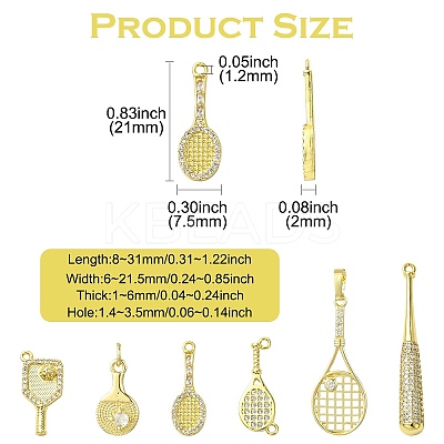 6Pcs 6 Styles Brass Micro Pave Cubic Zirconia Pendants KK-CJ0003-30-1