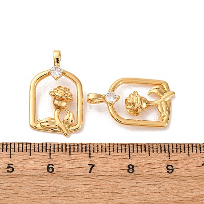 Brass Micro Pave Cubic Zirconia Pendants KK-K382-54G-1