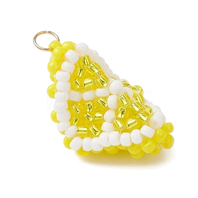 Glass Seed Beaded Fruit Pendants PALLOY-MZ00894-04-1