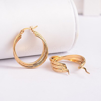 New Fashion 304 Stainless Steel Hoop Earrings EJEW-L129-17-1