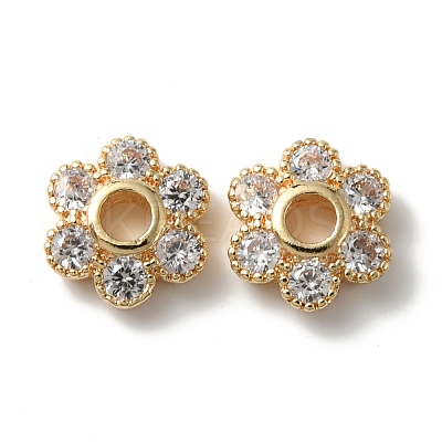 Rack Plating Brass Cubic Zirconia Bead Cap KK-C020-12A-LG-1