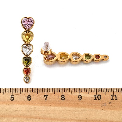 304 Stainless Steel Colorful Cubic Zirconia Tassel Stud Earrings EJEW-Z094-01G-G-1