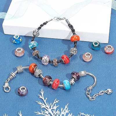 Mixed Styles Handmade Lampwork Glass European Beads LPDL-PH0001-03-WH-1