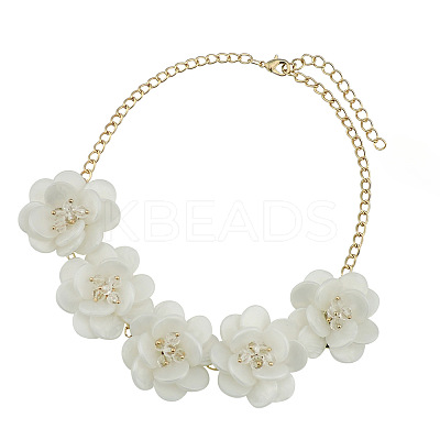 Flower Natural Shell Bib Necklaces for Women FS-WGF0490-01-1