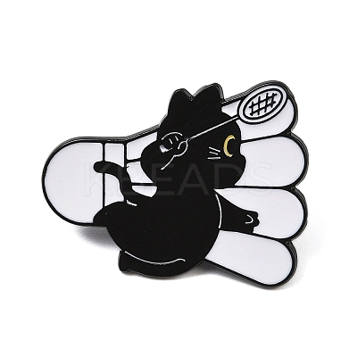 Cat with Badminton Sport Enamel Pins JEWB-I052-05EB-02-1