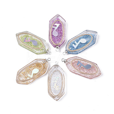 Glitter Powder Transparent Epoxy Resin Pendants CRES-S359-26-1