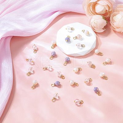 25Pcs Electroplate Glass Charms PALLOY-TAC0314-1