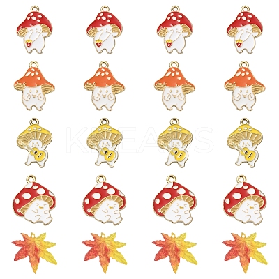 20Pcs 5 Style Autumn Theme Alloy Enamel Pendants ENAM-FS0001-54-1