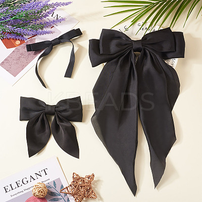 3Pcs 3 Styles Cloth Big Bowknot Hair Barrettes AJEW-TA0001-86-1