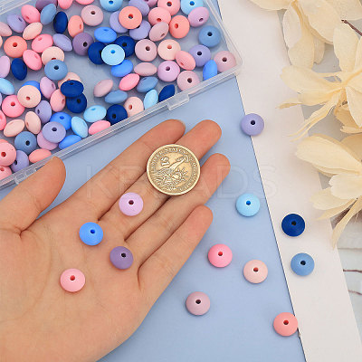 180Pcs 12 Colors Rondelle Food Grade Eco-Friendly Silicone Abacus Beads SIL-CA0003-18-1