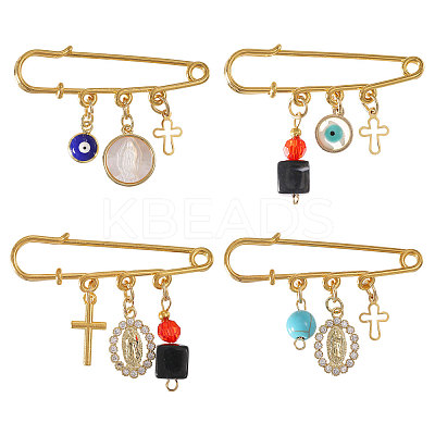 4Pcs 4 Styles Steel Heavy Duty Safety Pins JEWB-CA00008-1