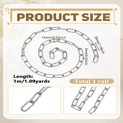 1M 304 Stainless Steel Paperclip Chains CHS-LP0001-08-1