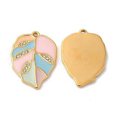 Real 18K Gold Plated 304 Stainless Steel Rhinestone Pendants STAS-A084-31G-03-1