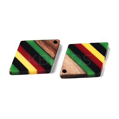 Jamaican Colour Epoxy Resin & Walnut Wood Pendants RESI-N039-122N-1