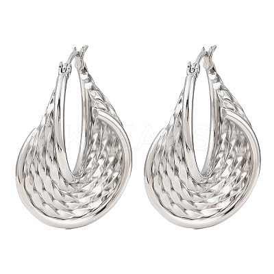 304 Stainless Steel Twist Ring Stud Earrings EJEW-P324-10P-1