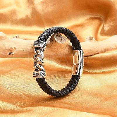 Braided Leather Cord Bracelets for Men BJEW-Z081-18P-1