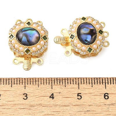 Brass Micro Pave Clear Cubic Zirconia with ABS Plastic Pearl Box Clasps KK-G505-03G-1