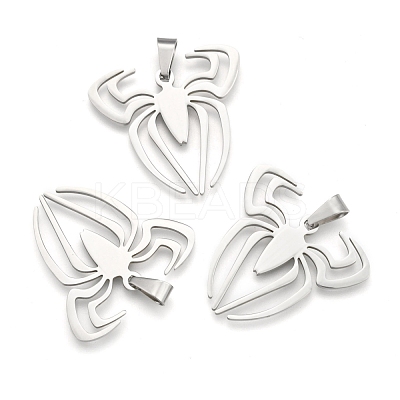 Tarnish Resistant Boy Jewelry Original Color 201 Stainless Steel Halloween Spider Blank Pendants STAS-I032-221-1