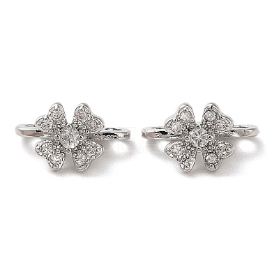 Brass Micro Pave Clear Cubic Zirconia Slide Charms KK-P239-19P-1