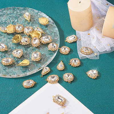 30Pcs 5 Styles Crystal Glass Rhinestone Pendants RB-TA0001-09-1