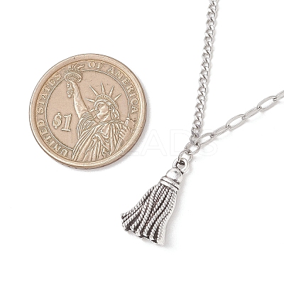 Alloy Tassel Pendant 304 Stainless Steel Mixed Chain Necklaces NJEW-JN05882-1
