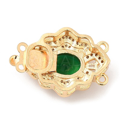Brass Micro Pave Clear Cubic Zirconia Box Clasps KK-E052-01F-G04-1