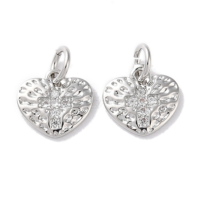 Rack Plating Brass Micro Pave Clear Cubic Zirconia Pendants KK-Z039-16P-1