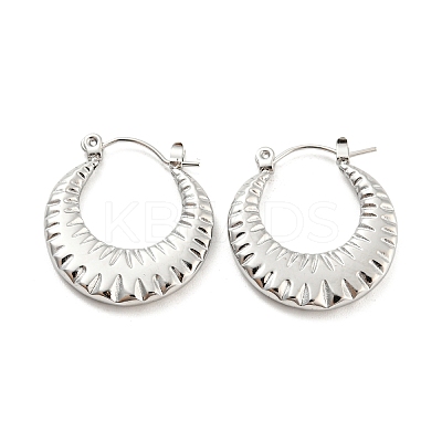Non-Tarnish Texture Ring 304 Stainless Steel Hoop Earrings for Women LS-EJEW-C067-07P-1
