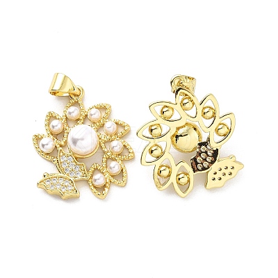 Brass Clear Cubic Zirconia Pendants KK-G446-11G-1
