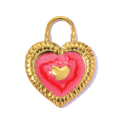 304 Stainless Steel Enamel Pendants STAS-OY017-05G-1