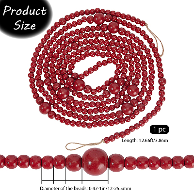 Round Wooden Beaded Garland for Christmas Tree Decoration AJEW-WH20019-63-1