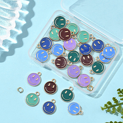 24Pcs 6 Colors Alloy Enamel Charms ENAM-FP0001-65-1