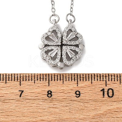 Clover 304 Stainless Steel Rhinestone Pendant Necklaces for Women LS-NJEW-M107-03P-1