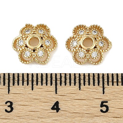 Brass Micro Pave Clear Cubic Zirconia Bead Caps KK-I719-13A-G-1