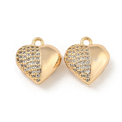 Brass Micro Pave Clear Cubic Zirconia Charms KK-Z057-05G-1
